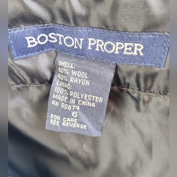 Boston Proper Wool Blend Zip Front Black Mini Skirt Size 6 Pockets A-Line - Picture 3 of 10